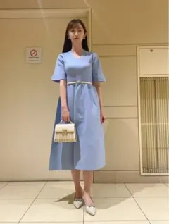半額セール【Lalune】ノースリーブジャガードアシンメトリーワンピース