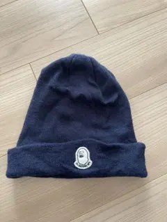 A BATHING APE ネイビー ロゴ付き ニット帽