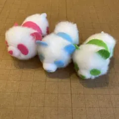 メジャー ふわふわパンダマスコット ピンク 水色 黄緑 セット