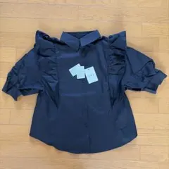 【新品】GRL フリル半袖ブラウス ブラック M