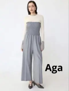 新品♡ヤマダヤAgaアーガ ピンストライプ シャーリング サロペットのサムネイル