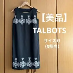 【美品】タルボット 刺繍デザイン ノースリーブワンピース 黒 0（S相当）