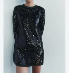 【新品】ZARAザラショートスパンコールニットワンピース