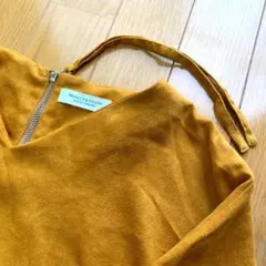 beauty&youth ベロアカットソー　7分丈　マスタードイエロー