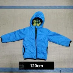 120cm 青 ジャケット フリースチェック