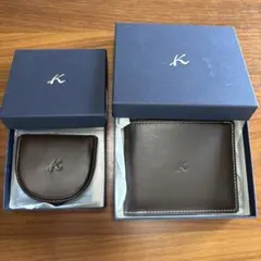 Kitamura 元町　チョコ　レザー 二つ折り財布 コインケース　セット