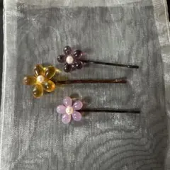 花デザインのヘアピン3個セット