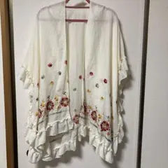 r.p.s 花柄刺繍 カーディガン ストール風ポンチョ