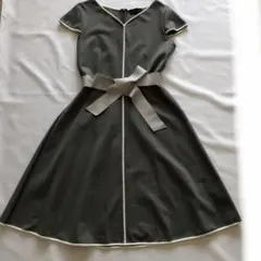 タルボット　グレー　ひざ丈ワンピース ウエストリボン付き　未使用品
