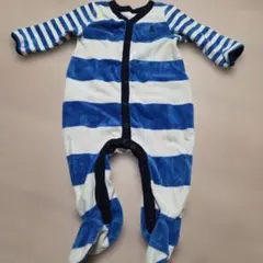 ボーダー　ベロア　ベビーロンパース
