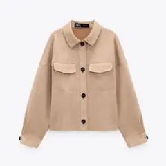 ZARA クロップドフェイクスエードシャツジャケット XS