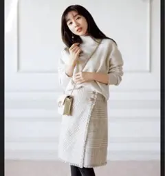 【タグ付き新品】アプワイザーリッシェ　ツイードチェック　台形スカート