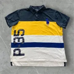 90sポロバイラルフローレン ポロシャツXL半袖ラガーシャツ ビックポニー