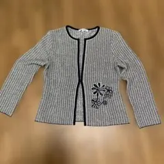美品 HANAE MORI ハナエモリ　ノーカラージャケット　ニット　グレー　M 2026年最新】森英恵 レディース ノーカラージャケットの人気アイテム