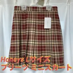 SALE✨チェック柄 プリーツスカート L 赤 茶色 Honeys ミニスカート