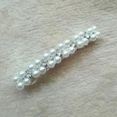 バレッタ　パール&ジルコニア