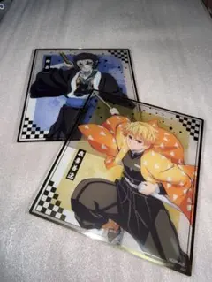 鬼滅の刃 アニプレックスオンラインくじ F賞 クリア色紙 我妻善逸 獪岳セット