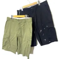 ★Dickies★メンズ ショート ハーフ パンツ ペイント ブラック✖️カーキ
