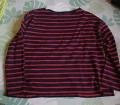 ネイビーと赤のストライプ長袖カットソーL UNIQLO