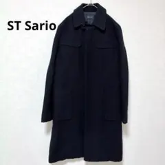 セント・サリオ ブラック ステンカラーコート ウール混 レディース 美品