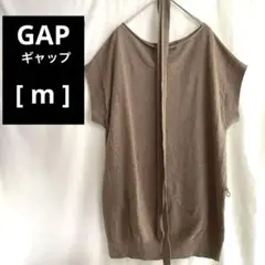 [ギャップGap]サマーニットチュニック 紐付き　ブラウン　茶