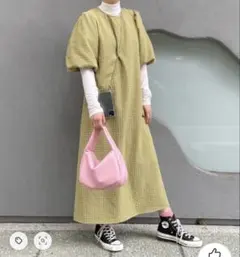 LOWRYS FARM チェックバルーンスリーブワンピース