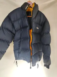 【90s】Bear USA リバーシブル ダウンジャケット 肉厚 黒 黄 訳あり