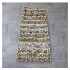MISSONI ニットスカート S ブラウン マルチカラー ジグザグ - メルカリ