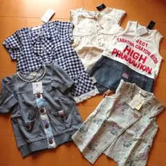 新品5点 90 80 ブランシェス ハッシュアッシュ カットソー ワンピース