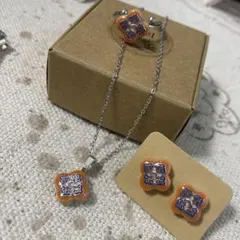 限定セール！現品限り！タイルピアス ネックレス リング 3点セット 