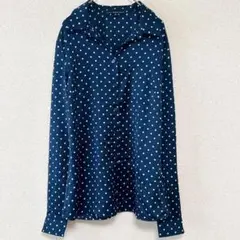 ゲス ドット柄 シャツブラウス レギュラーカラー 長袖 【L】ネイビーのサムネイル