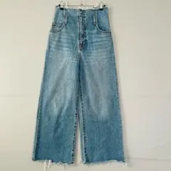 MOUSSY マウジー ハイウエスト ワイドデニムパンツ カットオフのサムネイル
