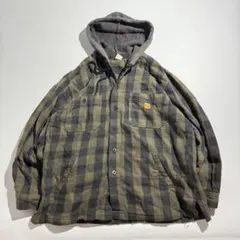 90s HANG TEN フード追加 チェック 長袖 ネルシャツ 古着のサムネイル