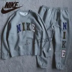 新品 NIKE ナイキ ロゴスウェット セットアップ 上下セット グレー XL