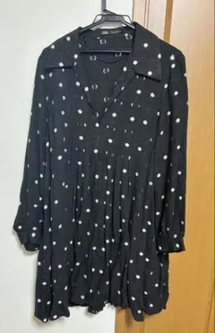 【最終値下】【匿名配送】ZARA 襟付き　ドットワンピ　Lサイズ