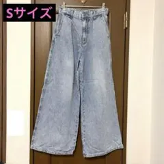 GLOBAL WORK デニムタックワイドパンツ ライトブルー グローバルワーク