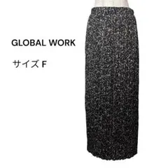 GLOBAL WORK（F）プリーツロングスカート 総柄 ブラック ウエストゴムのサムネイル