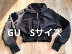 黒 ハーフジップ クロップドスウェット