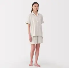 無印良品　レディース　着るタオル両面パイル半袖パジャマ　ライトベージュ　Mサイズ