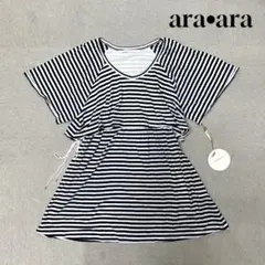 ★新品★ ara•ara ワンピース　五分袖　ボーダー　Mサイズ　レディースのサムネイル