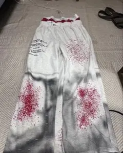 opium pants スウェット 白 ペンキ加工 y2k 平成 ギャル男