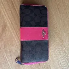 中古　coach 長財布　ブラウン✖️ピンク