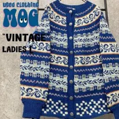 《ユーロ古着》ヴィンテージ ウール ノルウェー 北欧 民族 ニット/カーディガン