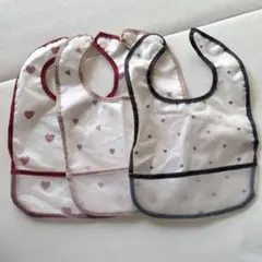 ハート柄お食事エプロン3枚セット くすみカラー