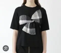 BLUE LABEL CRESTBRIDGE リボン半袖Tシャツ 38　ブラック