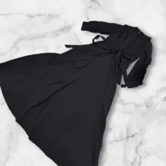 マキシ丈　ロングワンピース　オケージョンドレス　ブラック　黒　高身長さん向き