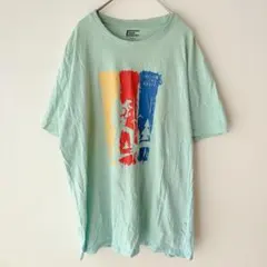 FAME FOREVER Tシャツ プリント 半袖 ミントグリーン メンズ 3L