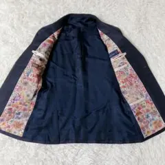 美品 ポールスミスコレクション 花柄 ゼニア シルク ステッチ ストライプ 紺