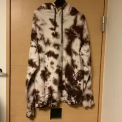 ブラウンホワイトタイダイフードパーカー