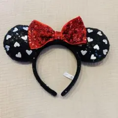 東京ディズニーリゾート ミニー　スパンコール　カチューシャ　ハート　ブラック